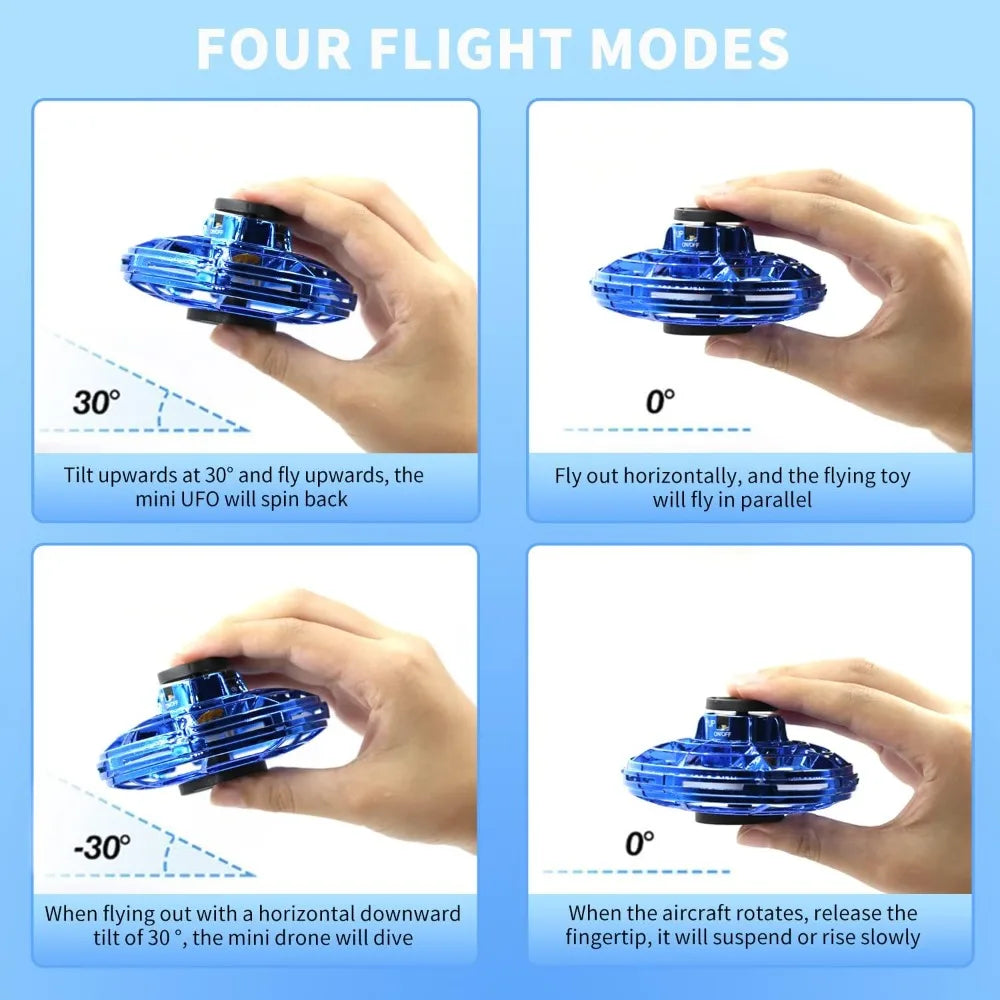 Flying Spinner UFO Mini Drone,Flying Spinner Hand Operated Drones Indoor Outdoor Cool Stuff Mini Drones Toys Birthday Gifts Velora
