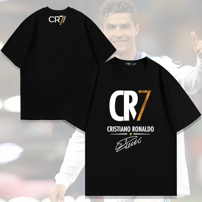 Ronaldo children's 3-14 years old 100% cotton T-shirt summer football sports parent-child casual fashion round neck T-shirt Velora