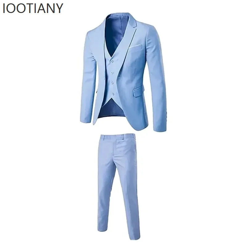 Slim Fit Business Casual Suit Vest Pants Three-piece Adult Men's Clothing Suit Formal Wedding Party Groom Role Playing Costume Velora