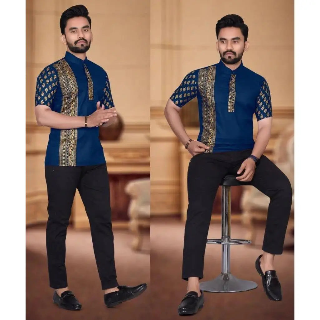 Kurta Men's Muslim Shirt with Embossed Totem Long Straight Casual Shirt African Islam Shirt Men Dubai Men Clothing Arabe Hombre Velora