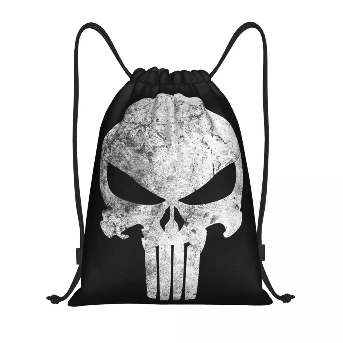 Custom Punisher Skeleton Drawstring Backpack Women Men Sport Gym Sackpack Portable Skull Bone Shopping Bag Sack - Velora