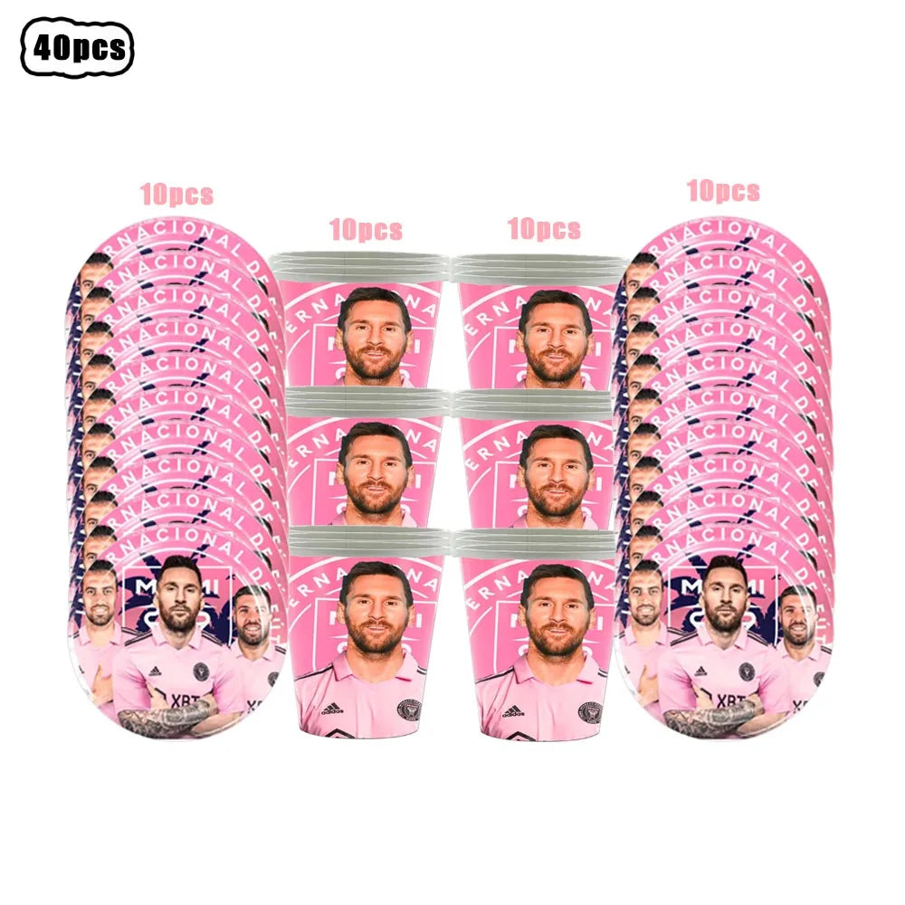 Soccer Club Stars AMessi Birthday Decor Football Disposable Tableware Set Tablecloth Balloons Plate Boy Girl Kids Party Supplies - Velora