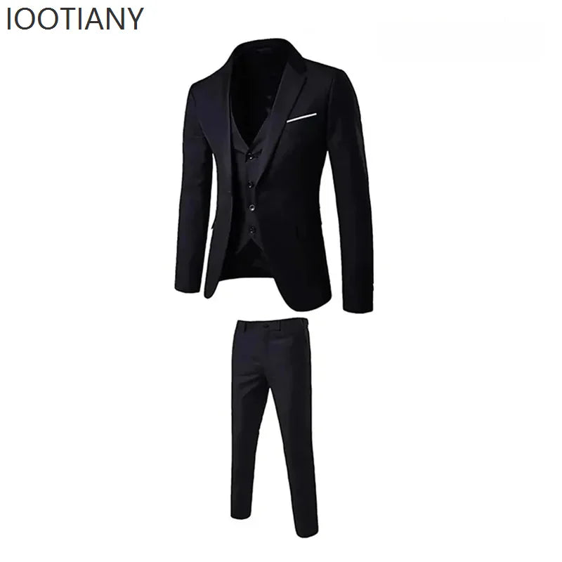Slim Fit Business Casual Suit Vest Pants Three-piece Adult Men's Clothing Suit Formal Wedding Party Groom Role Playing Costume Velora