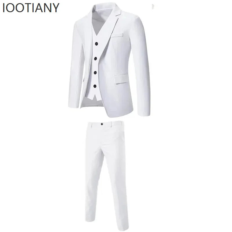Slim Fit Business Casual Suit Vest Pants Three-piece Adult Men's Clothing Suit Formal Wedding Party Groom Role Playing Costume Velora