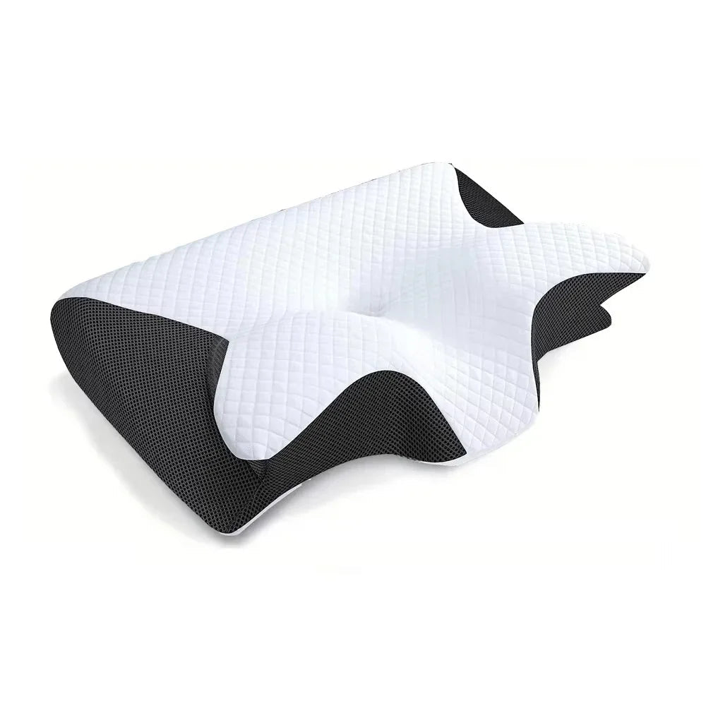 1pc Memory Foam Cervical Pillow, 2 in 1 Ergonomic Contour Orthopedic Pillow for Neck Pain, Contoured Support Pillows,Neck Pillow Velora
