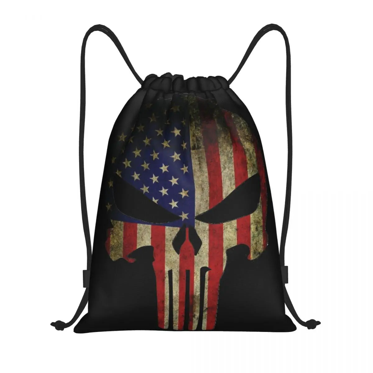 Custom Punisher Skeleton Drawstring Backpack Women Men Sport Gym Sackpack Portable Skull Bone Shopping Bag Sack - Velora