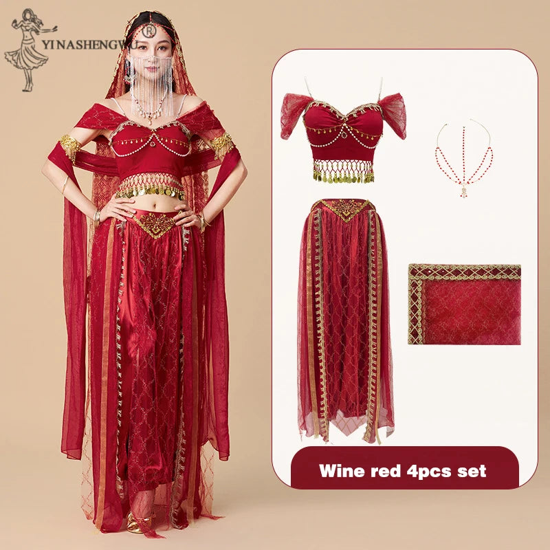 Western Regions Princess Set Dunhuang Dance Belly Dance Bollywood Costume Cosplay Exotic Scenery Indian Dance Performance Set - Velora