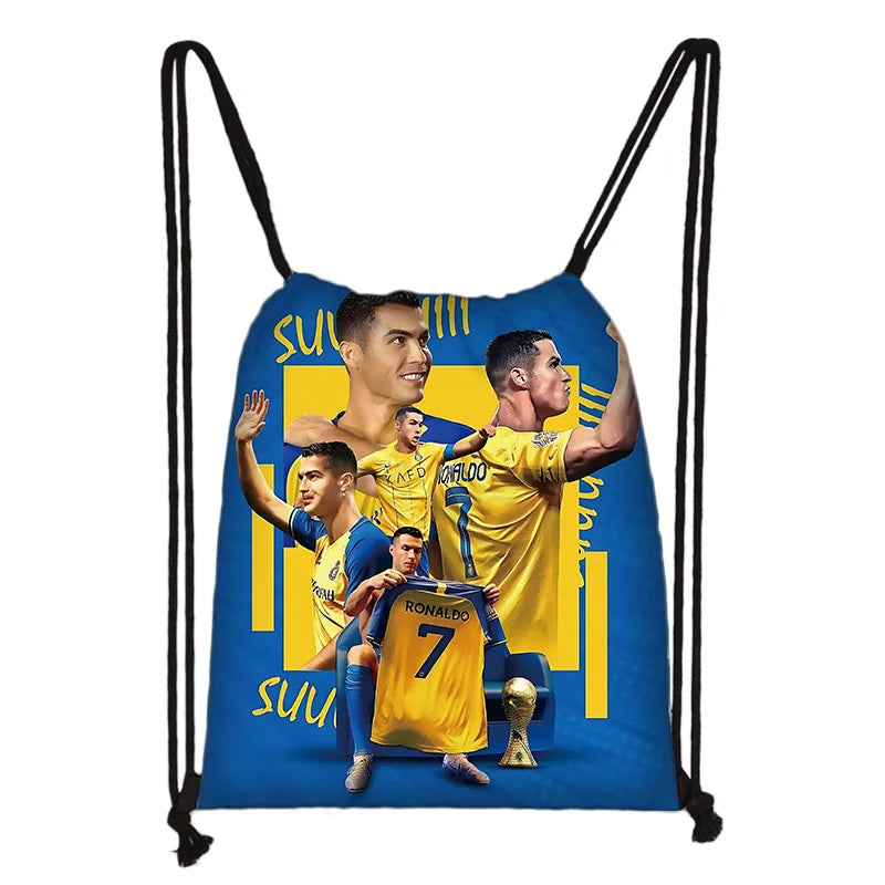 Child Printed Drawstring for Football Star R-RonaldoS CR7 Shopping Bag Men Women Football Sports Gym Storage Yoga Backpack Velora