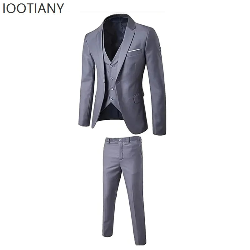 Slim Fit Business Casual Suit Vest Pants Three-piece Adult Men's Clothing Suit Formal Wedding Party Groom Role Playing Costume Velora