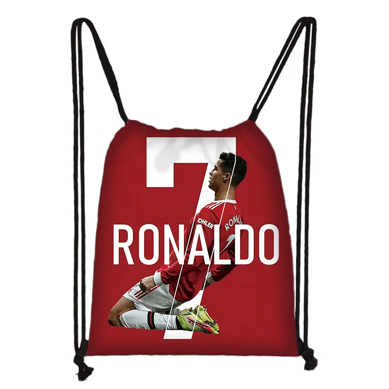 Child Printed Drawstring for Football Star R-RonaldoS CR7 Shopping Bag Men Women Football Sports Gym Storage Yoga Backpack Velora