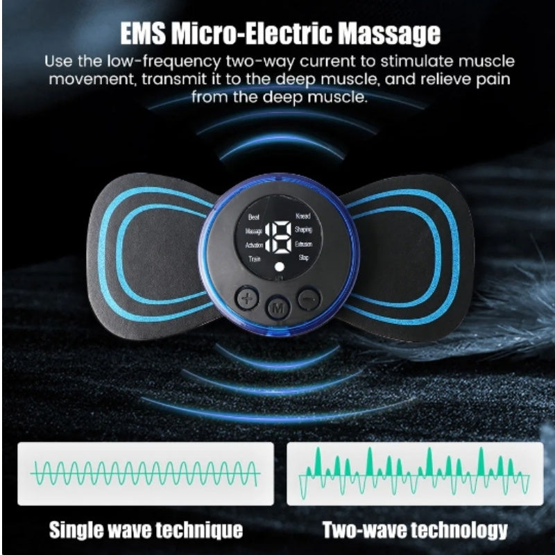 EMS Neck Massager Mini Cervical Back Muscle Pain Relief Patch Massageador Stimulator Mat Portable Leg Body Health Care Tool Velora