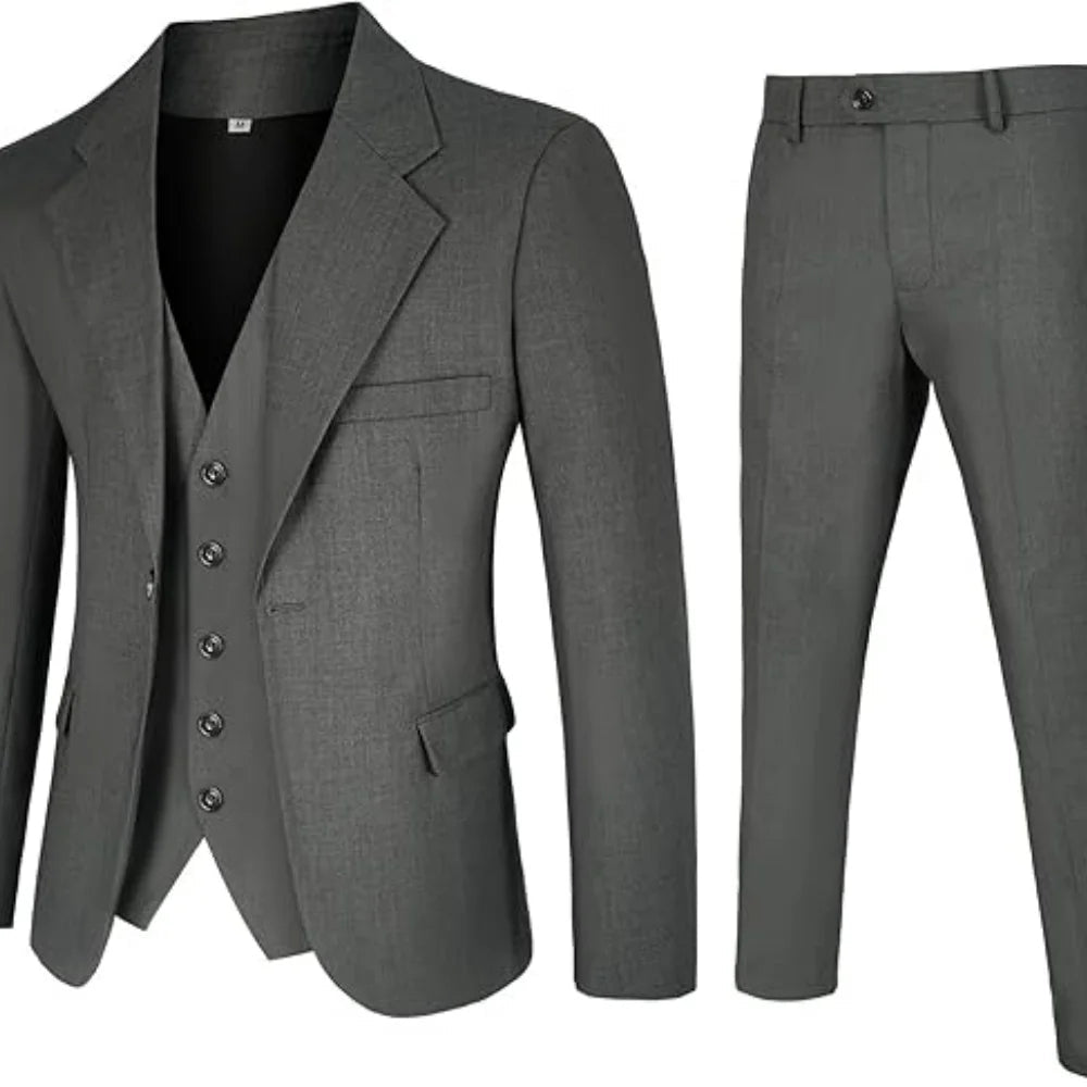 Men's suit - 3-piece tailored men's tuxedo suitable for parties weddings balls and business 2-piece solid-color suit jacket Velora