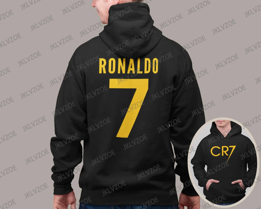 Ronaldo 7 Print Hoodie Retro Street Sweatshirt Top Autumn Women Men Casual Pullover Cotton Sport Hooded Men Clothing Streetwear - Velora