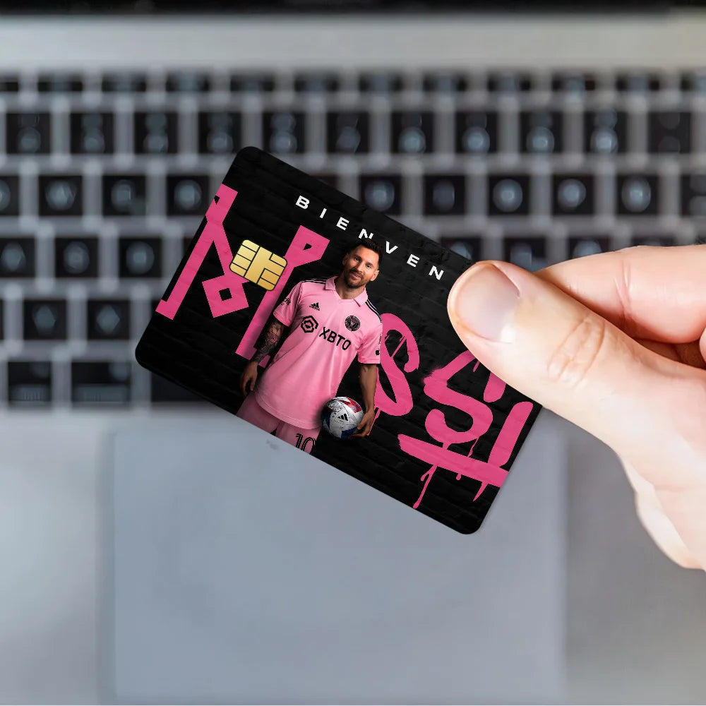 Superstar m-messi 10 K Poster Film Skin Cover Credit Card Stickers 4PCS Debit Front Decoration Bank Bus Pass Waterproof - Velora