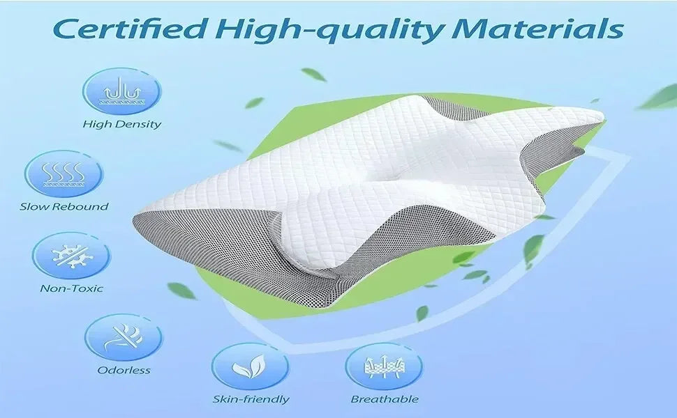 Sleep Memory Neck Pillow Butterfly Slow Rebound Comfortable Memory Foam Sleep Pillow Cervical Orthopedic Neck Massage Bed Pillow Velora