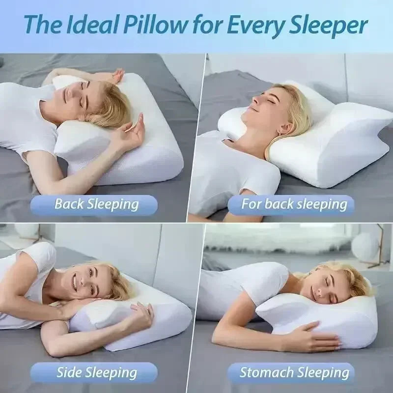 Sleep Memory Neck Pillow Butterfly Slow Rebound Comfortable Memory Foam Sleep Pillow Cervical Orthopedic Neck Massage Bed Pillow Velora