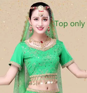 Bollywood Belly Dance Costume Set Indian Dance Sari 2/3/4/5pcs Chiffon Belly Dance Clothing Women Oriental Dance Practice Suit - Velora