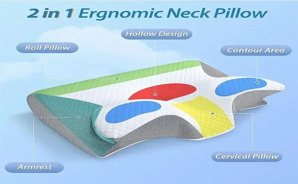 Sleep Memory Neck Pillow Butterfly Slow Rebound Comfortable Memory Foam Sleep Pillow Cervical Orthopedic Neck Massage Bed Pillow Velora