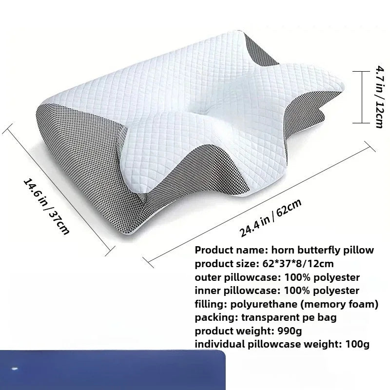 Butterfly Sleep Memory Neck Pillow Slow Rebound Comfortable Memory Foam Sleep Pillow Cervical Orthopedic Neck Massage Bed Pillow Velora