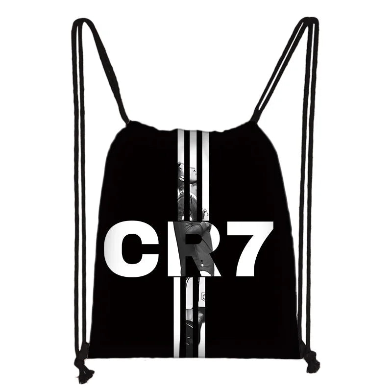 Child Printed Drawstring for Football Star R-RonaldoS CR7 Shopping Bag Men Women Football Sports Gym Storage Yoga Backpack Velora
