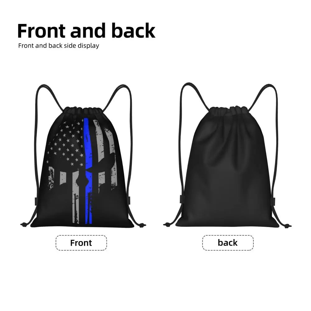 Custom Punisher Skeleton Drawstring Backpack Women Men Sport Gym Sackpack Portable Skull Bone Shopping Bag Sack - Velora