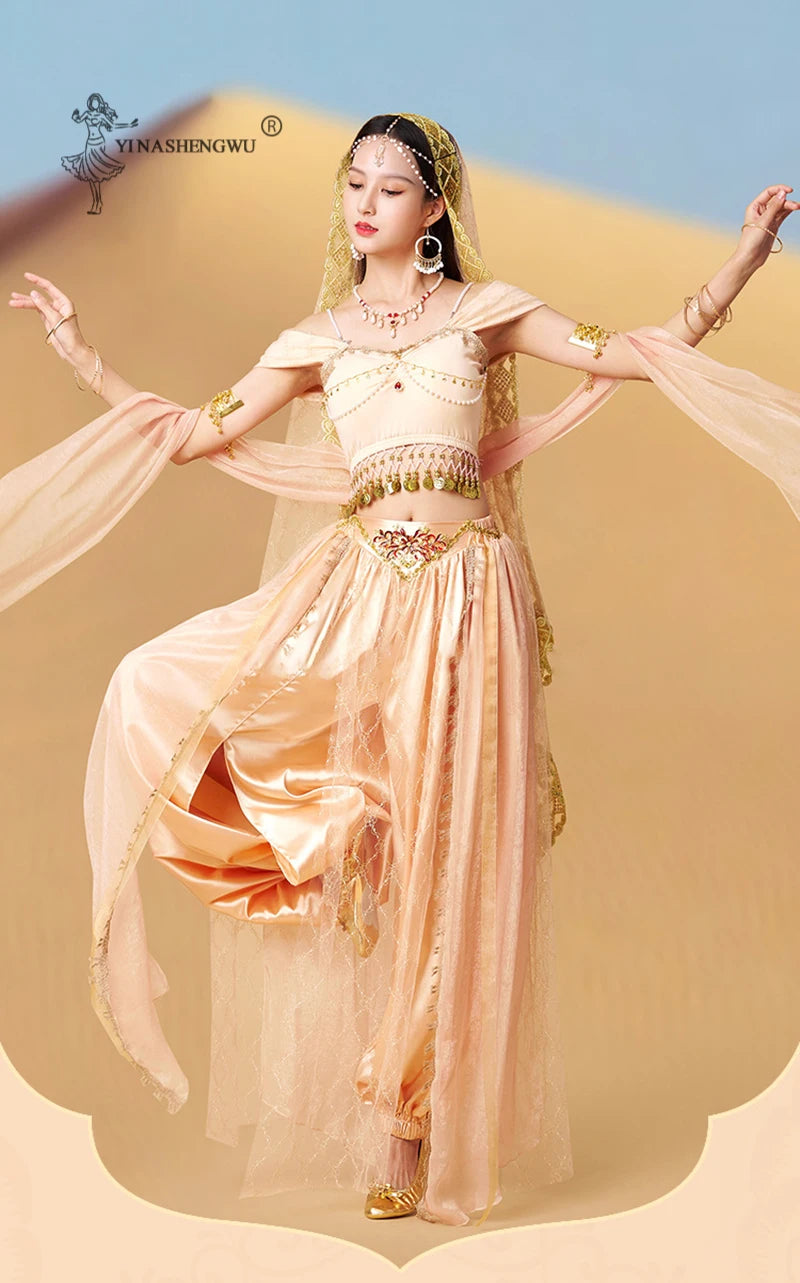 Western Regions Princess Set Dunhuang Dance Belly Dance Bollywood Costume Cosplay Exotic Scenery Indian Dance Performance Set - Velora
