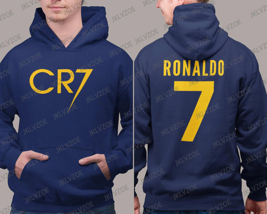 Ronaldo 7 Print Hoodie Retro Street Sweatshirt Top Autumn Women Men Casual Pullover Cotton Sport Hooded Men Clothing Streetwear - Velora