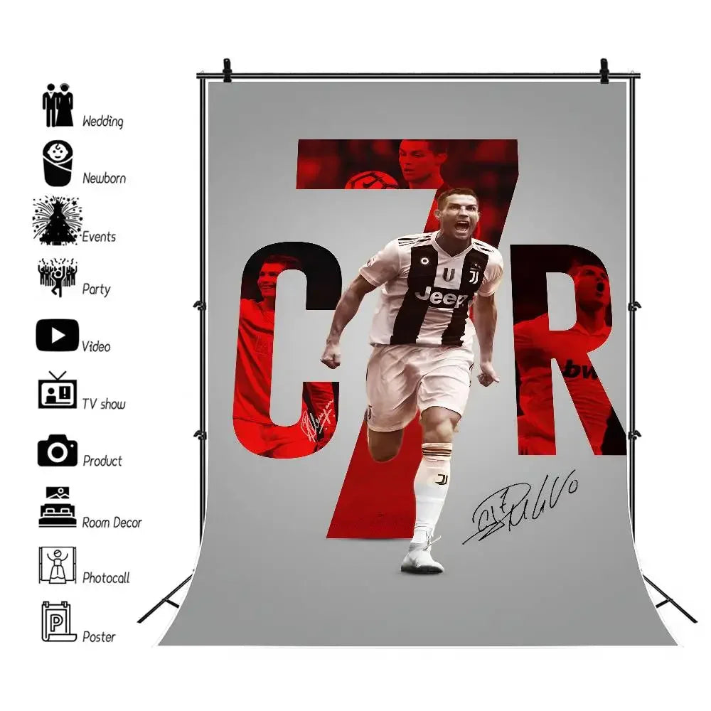 C-Cristiano R-Ronaldo Decoration Background Photography Party Bedroom Living Room Decoration Shooting Cloth Tapestry Flag Velora