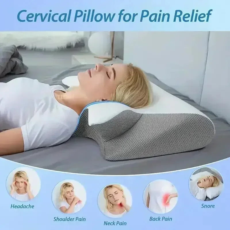 Sleep Memory Neck Pillow Butterfly Slow Rebound Comfortable Memory Foam Sleep Pillow Cervical Orthopedic Neck Massage Bed Pillow Velora