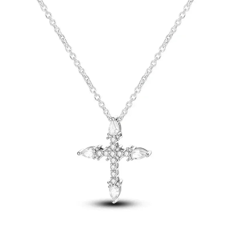 Radiant Cross Sterling Silver Pendant Necklace