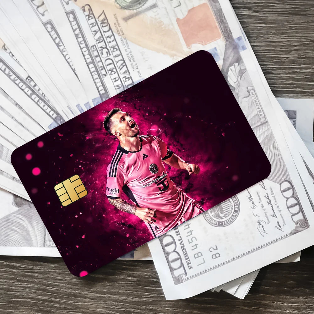 Superstar m-messi 10 K Poster Film Skin Cover Credit Card Stickers 4PCS Debit Front Decoration Bank Bus Pass Waterproof - Velora