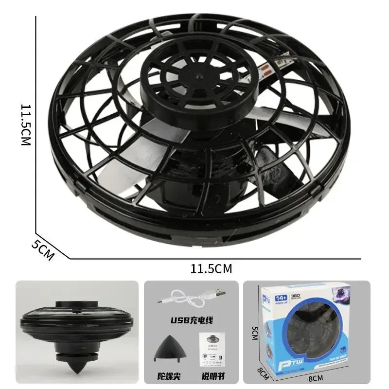 Flying Spinner UFO Mini Drone,Flying Spinner Hand Operated Drones Indoor Outdoor Cool Stuff Mini Drones Toys Birthday Gifts Velora
