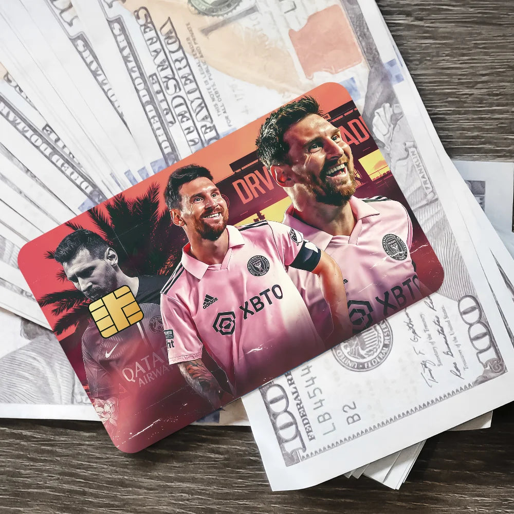 Superstar m-messi 10 K Poster Film Skin Cover Credit Card Stickers 4PCS Debit Front Decoration Bank Bus Pass Waterproof - Velora