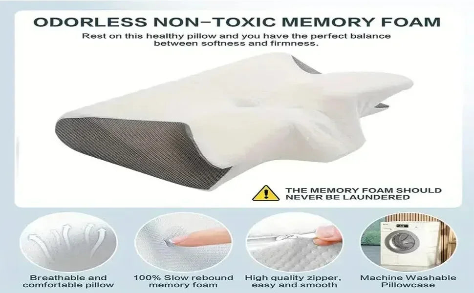 Sleep Memory Neck Pillow Butterfly Slow Rebound Comfortable Memory Foam Sleep Pillow Cervical Orthopedic Neck Massage Bed Pillow Velora