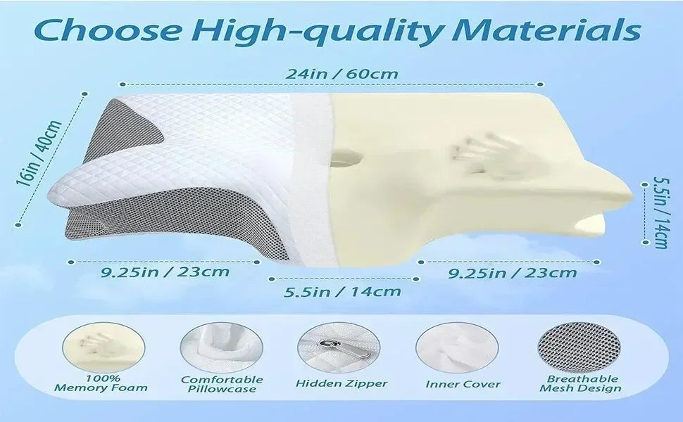 Sleep Memory Neck Pillow Butterfly Slow Rebound Comfortable Memory Foam Sleep Pillow Cervical Orthopedic Neck Massage Bed Pillow Velora