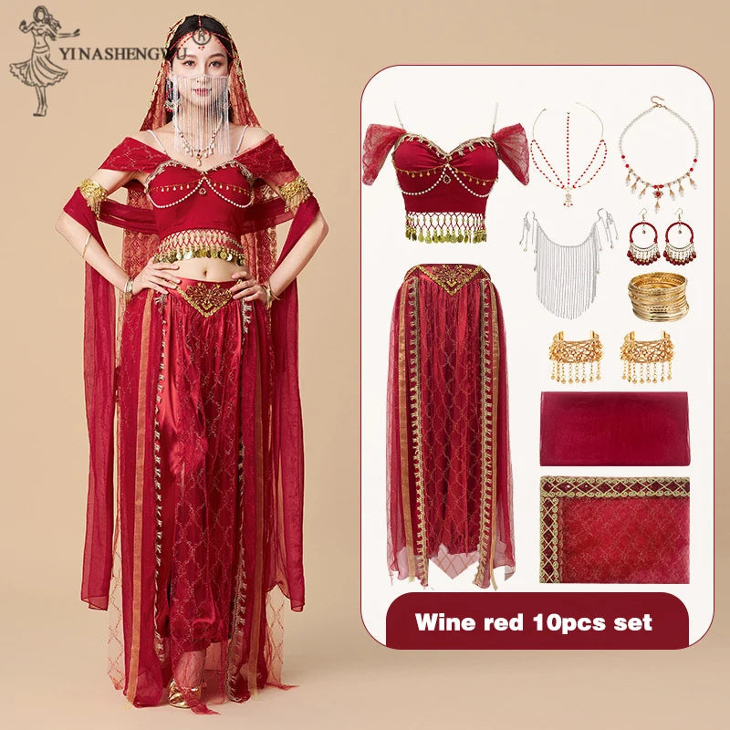 Western Regions Princess Set Dunhuang Dance Belly Dance Bollywood Costume Cosplay Exotic Scenery Indian Dance Performance Set - Velora