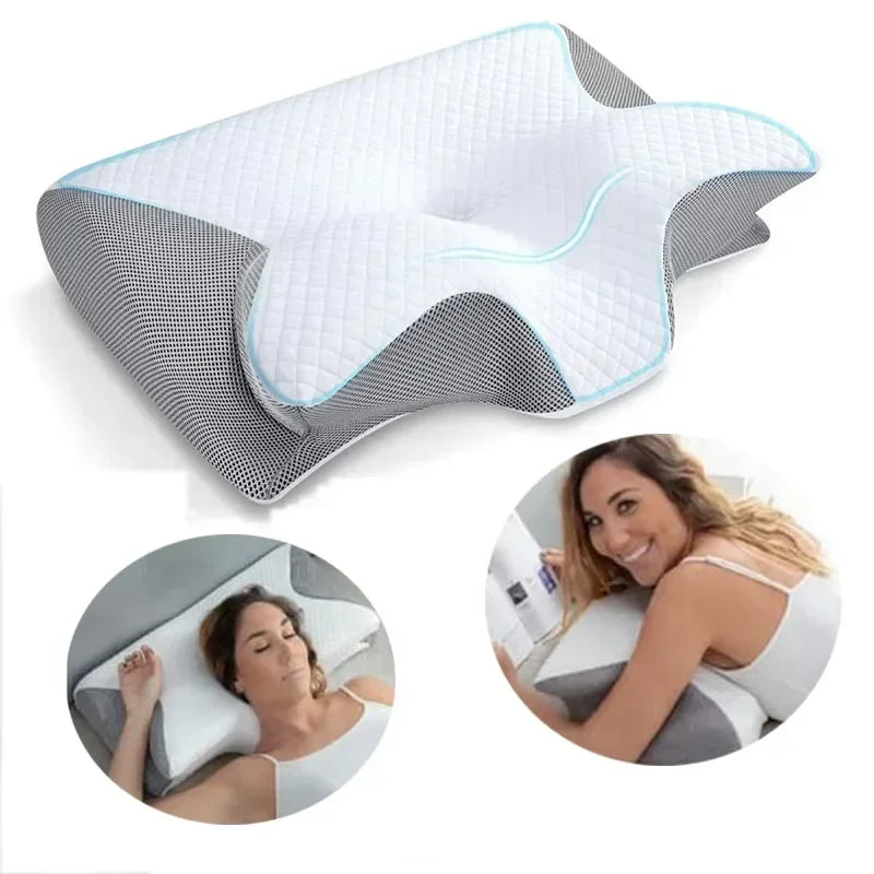 Releep Cervical Neck Pillow Neck Pain Relief Adjustable Contour Pillow for Sleeping Ergonomic Memory Foam Pillow Side Sleeper Velora
