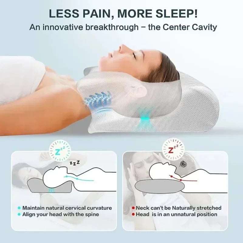Releep Cervical Neck Pillow Neck Pain Relief Adjustable Contour Pillow for Sleeping Ergonomic Memory Foam Pillow Side Sleeper Velora