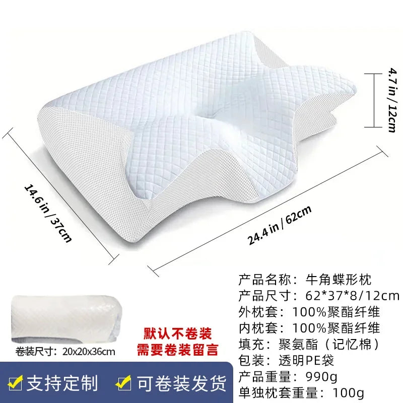 Butterfly Sleep Memory Neck Pillow Slow Rebound Comfortable Memory Foam Sleep Pillow Cervical Orthopedic Neck Massage Bed Pillow Velora