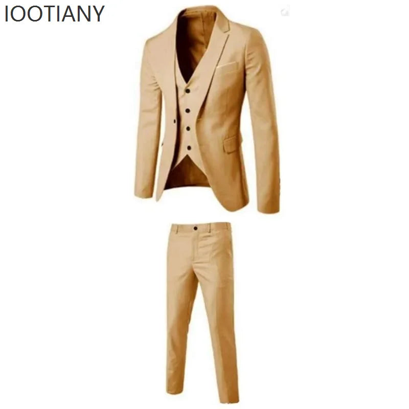 Slim Fit Business Casual Suit Vest Pants Three-piece Adult Men's Clothing Suit Formal Wedding Party Groom Role Playing Costume Velora