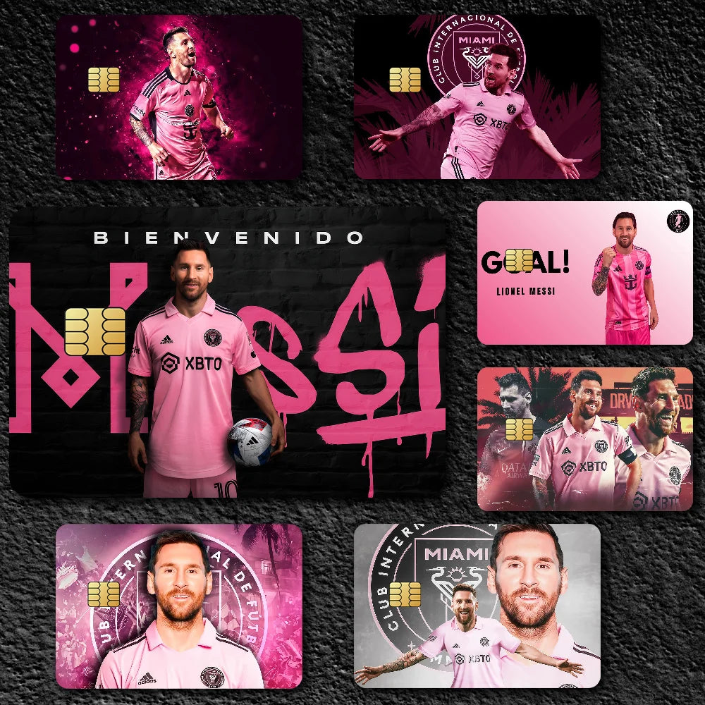 Superstar m-messi 10 K Poster Film Skin Cover Credit Card Stickers 4PCS Debit Front Decoration Bank Bus Pass Waterproof - Velora