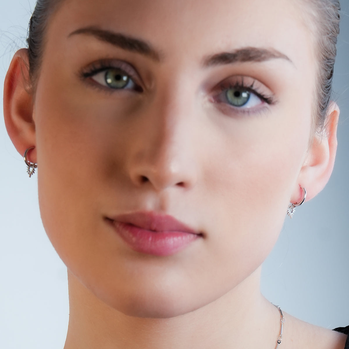 SONNE White Gold (Silver Toned): Vintage Inspired Hoops with Textured Star Charms - Velora