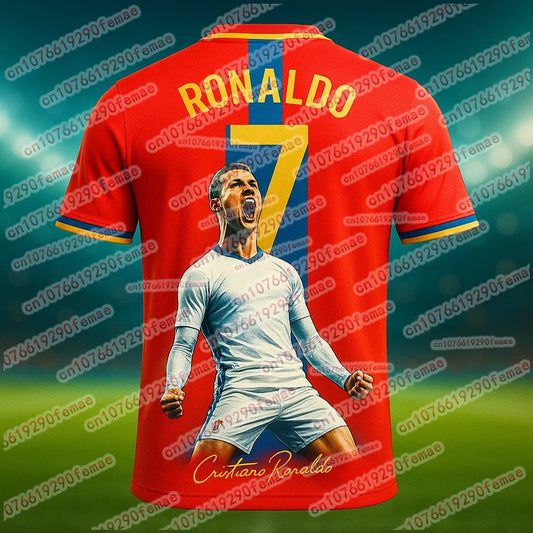 Ronaldo 3D Print Sport Quick Dry Breathable Men Tshirt Football Jersey Team Uniform Baby Parent Child Kids Boy Girl Short Sleeve - Velora