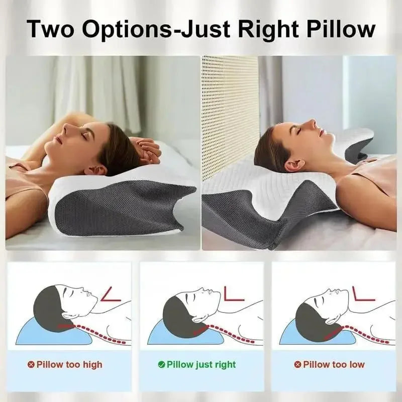 1pc Memory Foam Cervical Pillow, 2 in 1 Ergonomic Contour Orthopedic Pillow for Neck Pain, Contoured Support Pillows,Neck Pillow Velora