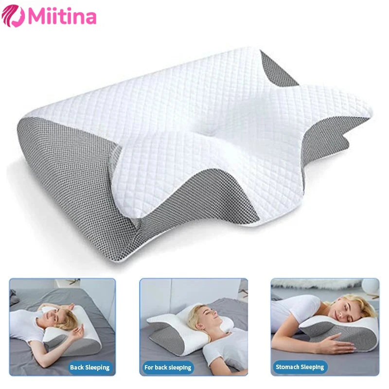 Sleep Memory Neck Pillow Butterfly Slow Rebound Comfortable Memory Foam Sleep Pillow Cervical Orthopedic Neck Massage Bed Pillow Velora