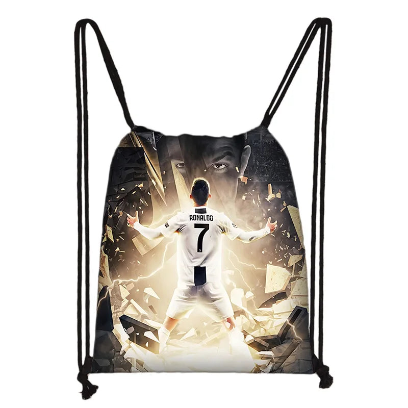 Child Printed Drawstring for Football Star R-RonaldoS CR7 Shopping Bag Men Women Football Sports Gym Storage Yoga Backpack Velora