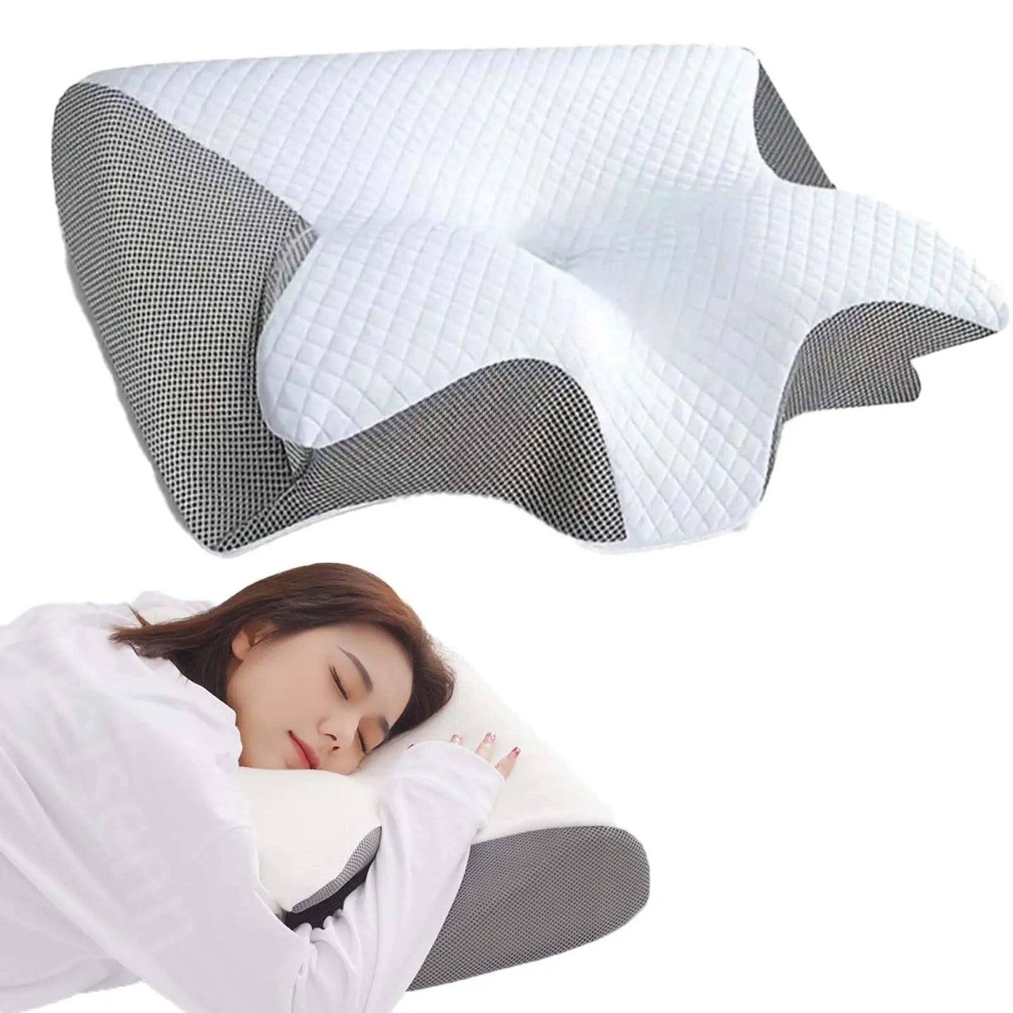 Releep Cervical Neck Pillow Neck Pain Relief Adjustable Contour Pillow for Sleeping Ergonomic Memory Foam Pillow Side Sleeper Velora