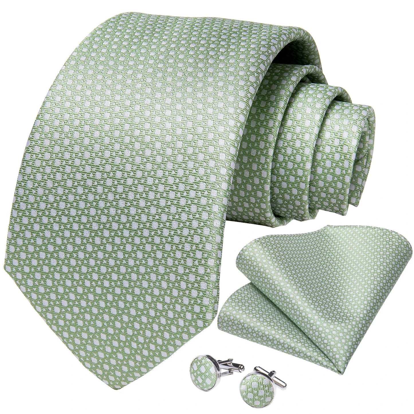 Blue Royal Dot Pliad Mens Tie set with Silver Clip and Ring Business Wedding Party Accessories 8cm Necktie Handkerchief Cufflink Velora