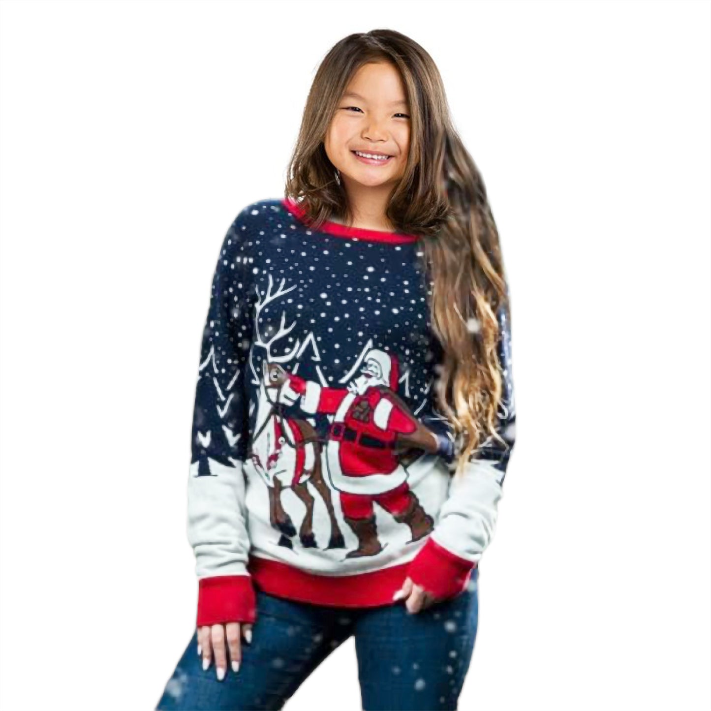 Santa And Reindeer Sweater - Velora Luxury Fashion