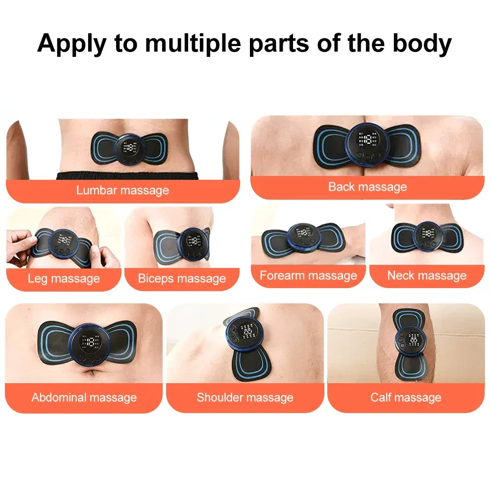 EMS Neck Massager Mini Cervical Back Muscle Pain Relief Patch Massageador Stimulator Mat Portable Leg Body Health Care Tool Velora